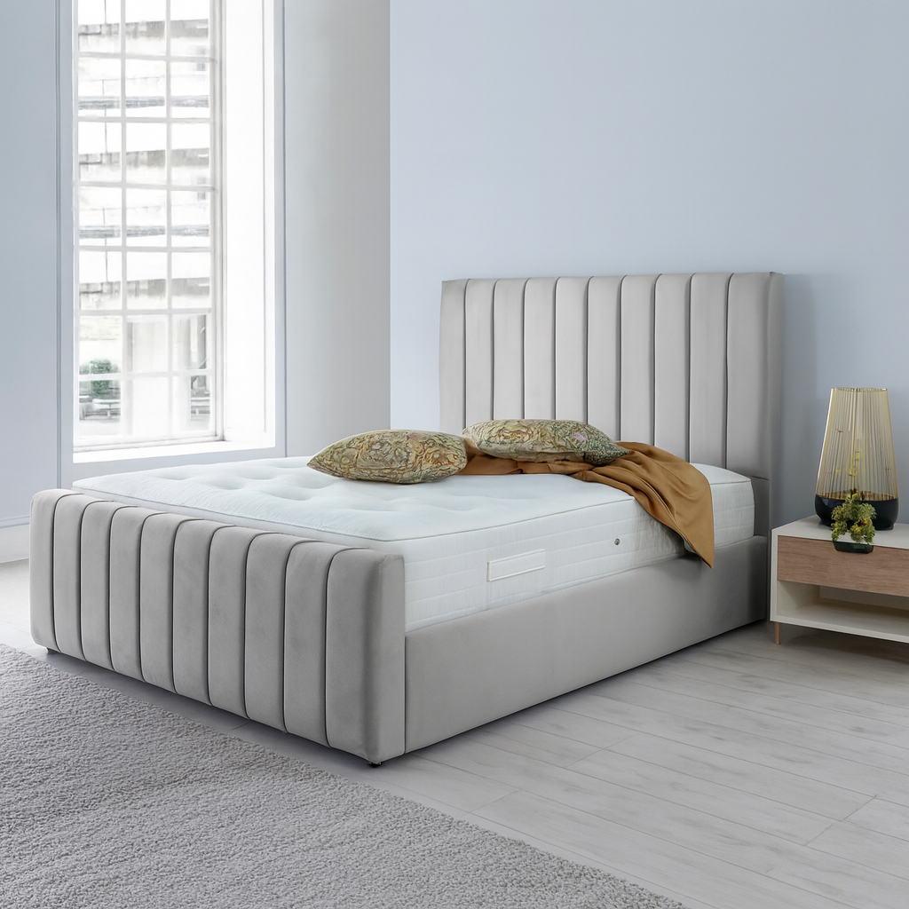 Olivia Upholstered Bed (Optional Ottoman Storage)